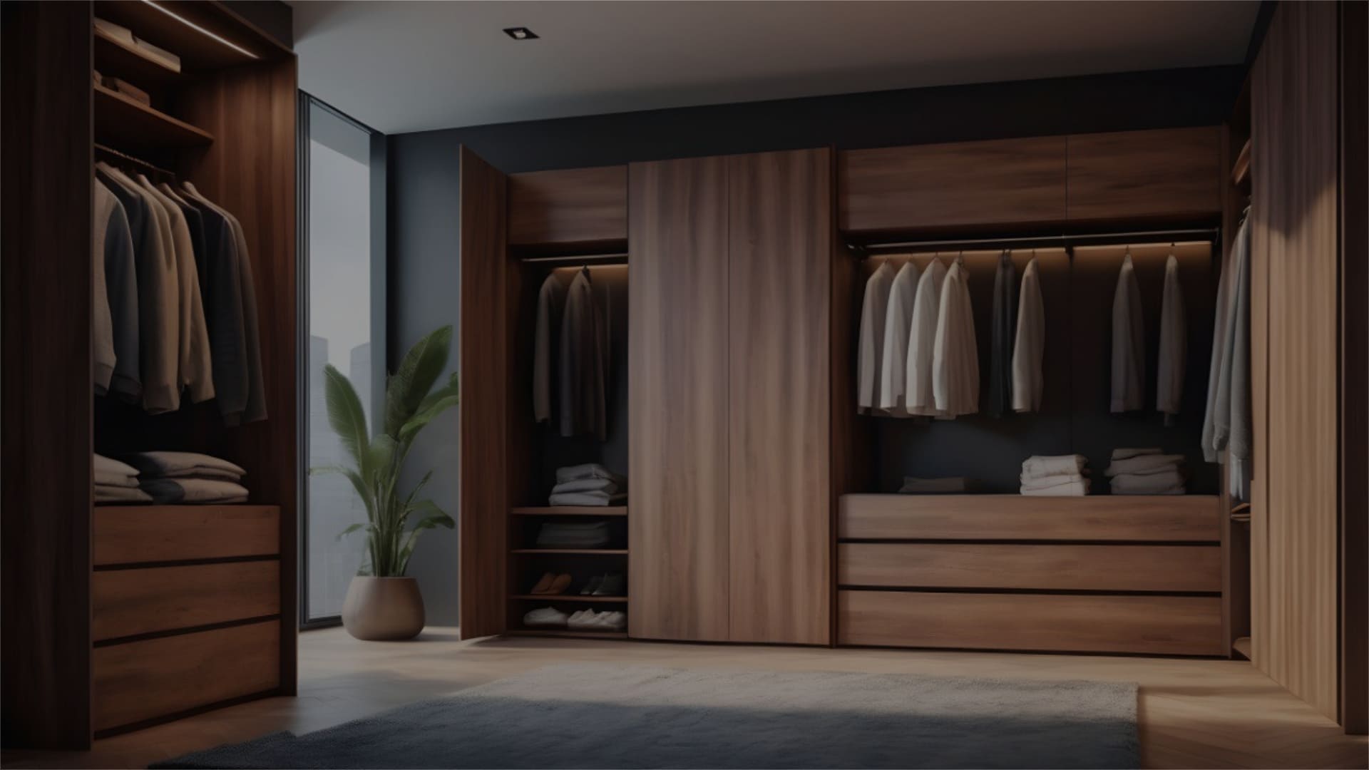 Clóset de madera con distribución interior personalizada
