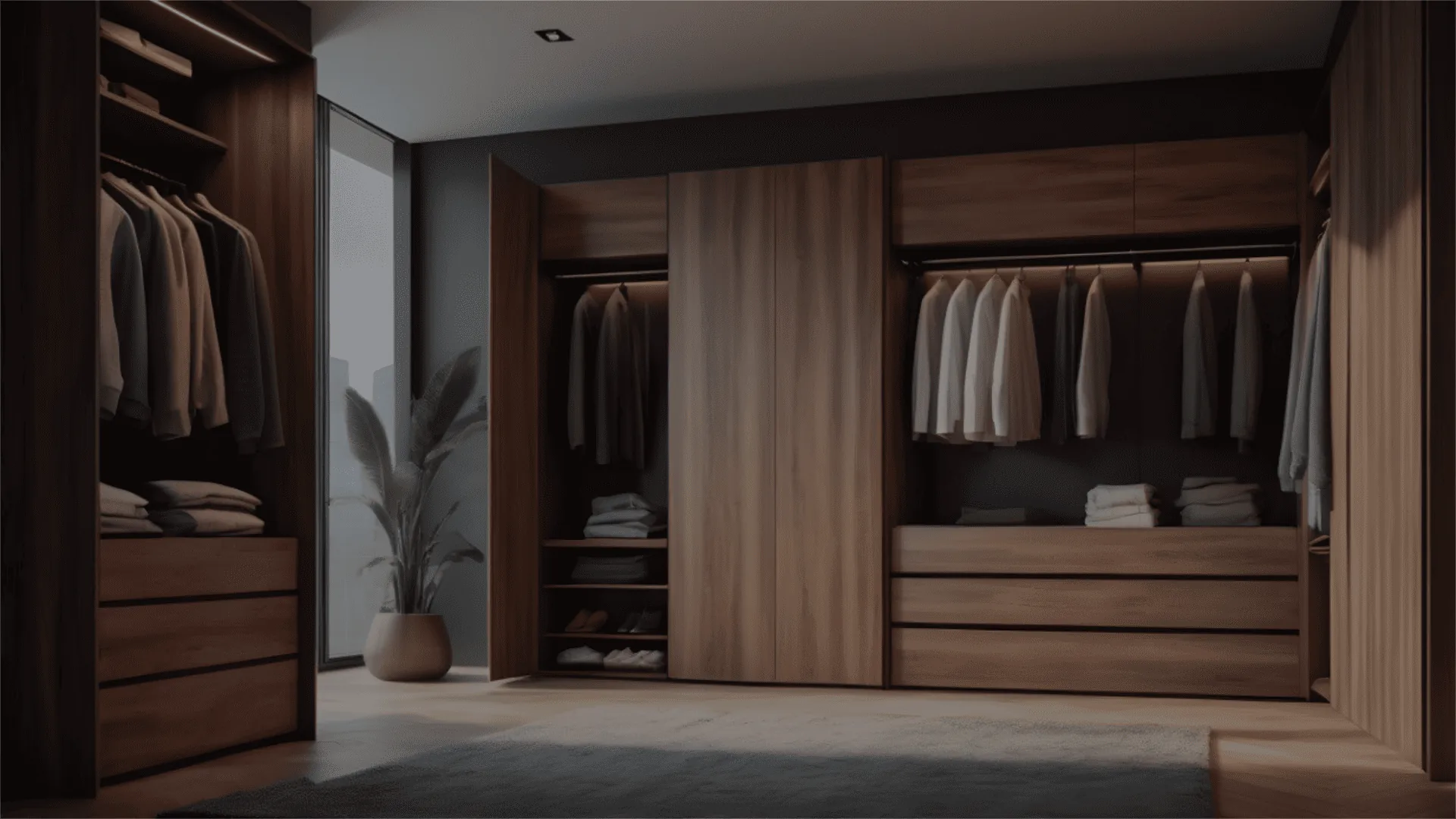 Clóset de madera con distribución interior personalizada