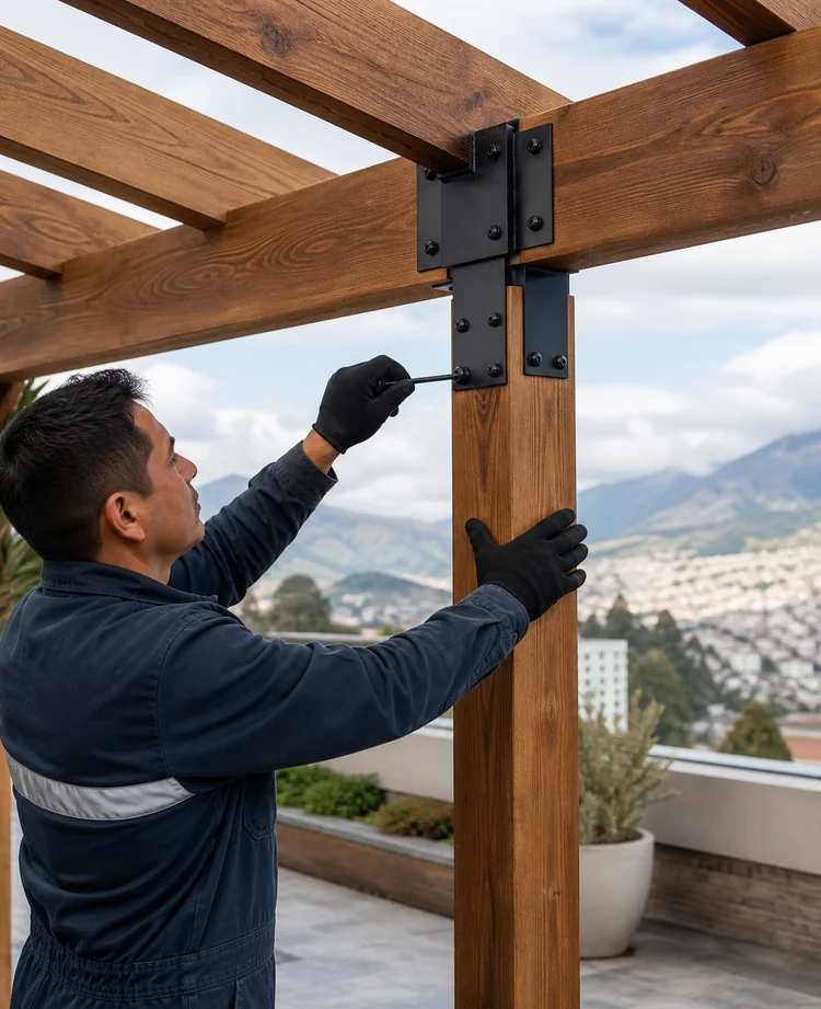 Revisión profesional, garantía y respaldo de pérgolas de madera en Quito
