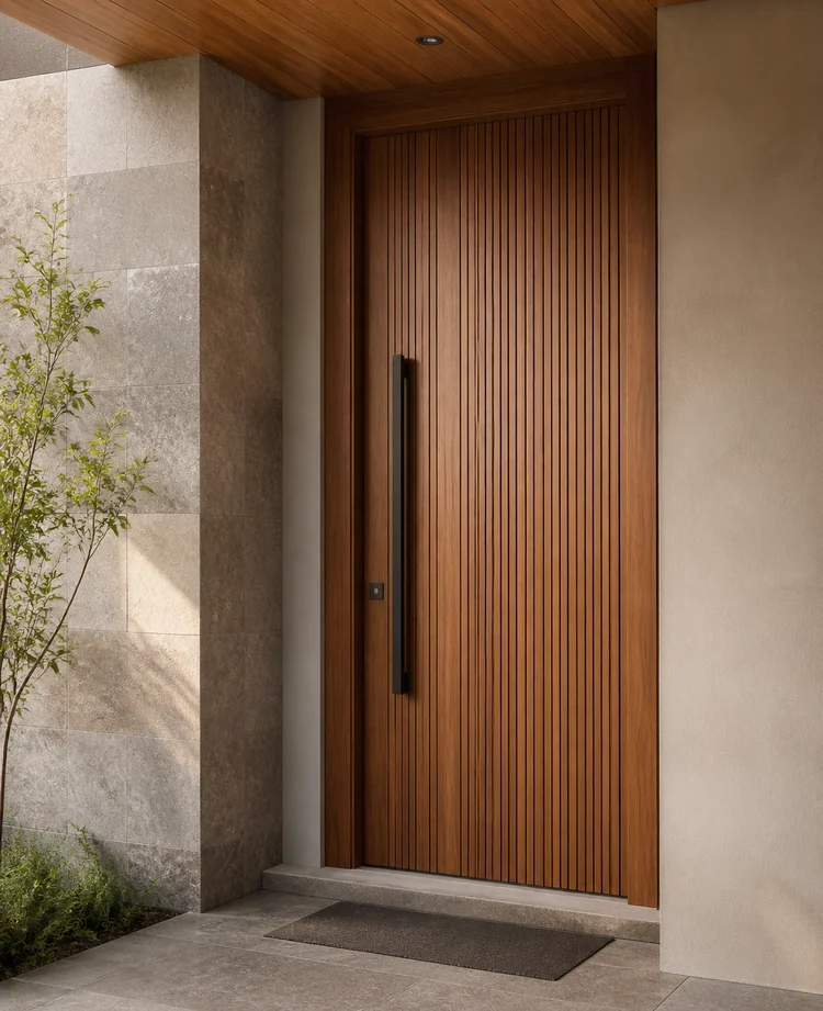 Diseño con estilo de puertas de madera a medida en Quito
